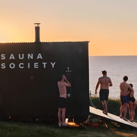 People Outside Sauna